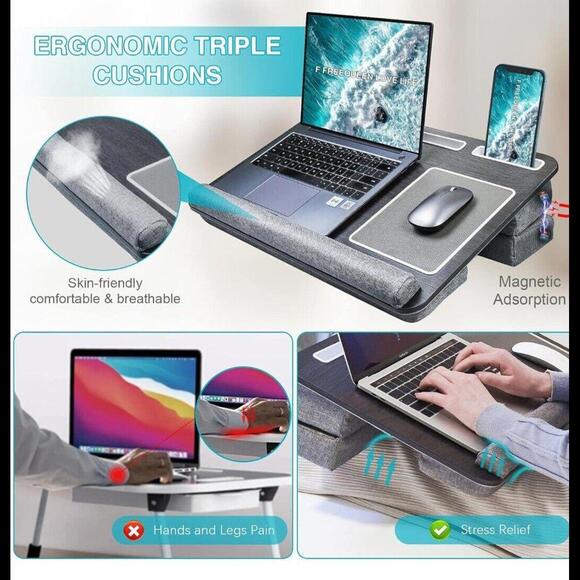 Freequeen Computer Laptop Lap Desk with Cushion And Mouse Pad. - Picture 13 of 15